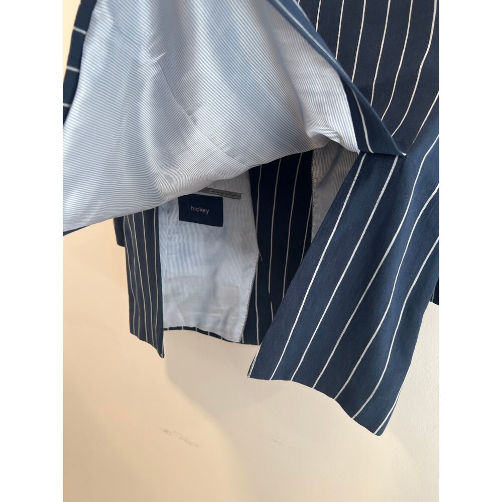 Hickey Navy Blue & White Suit Jacket 3 Buttons Size 42R JL - Picture 9 of 12